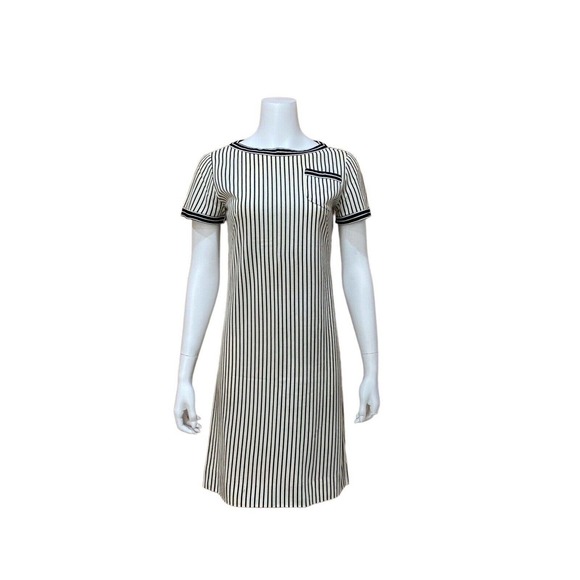 Vintage Black White Shear Stripe Dress - Picture 9 of 9